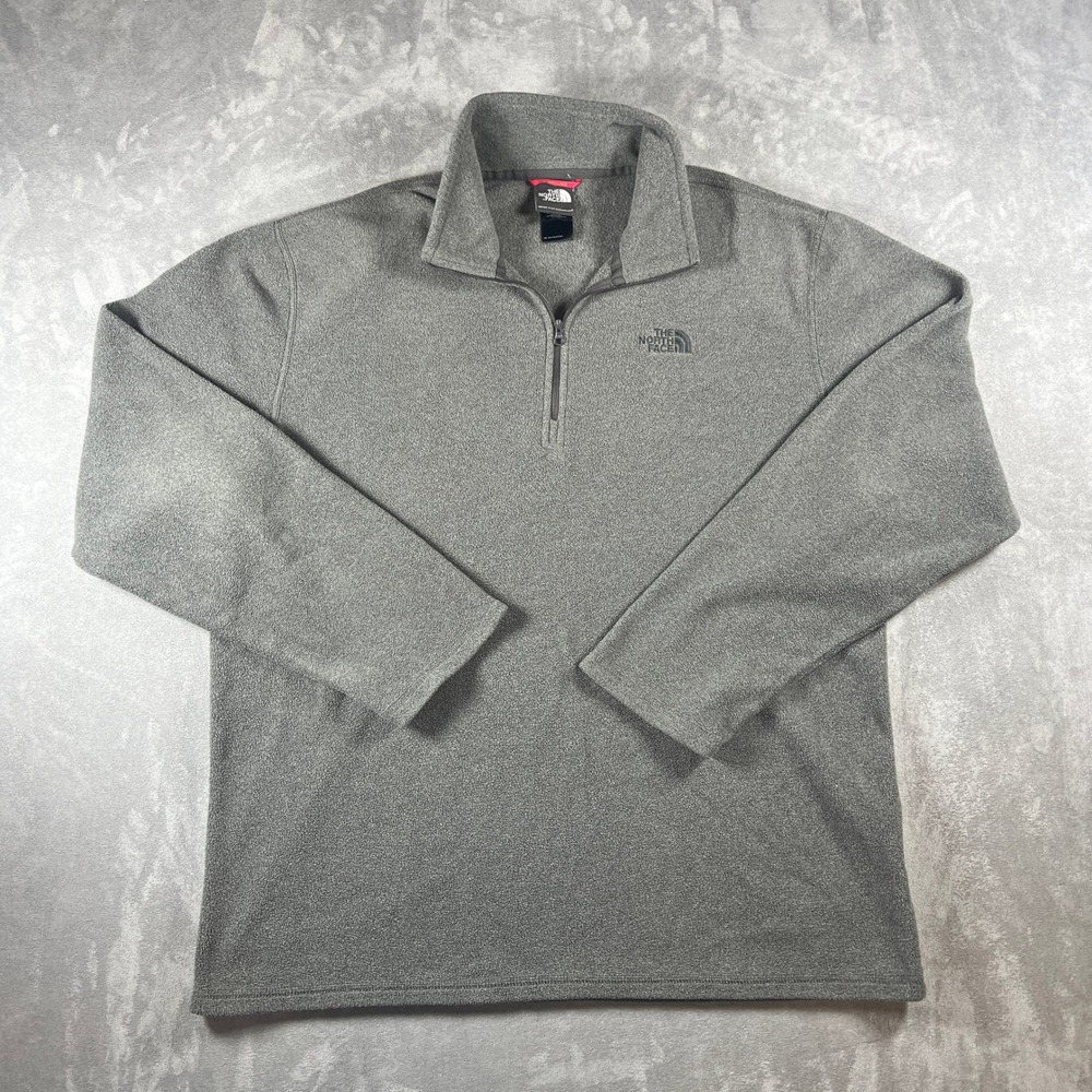 The North Face Mens Large Gray Polartec Classic Quarter Zip Fleece Pullover